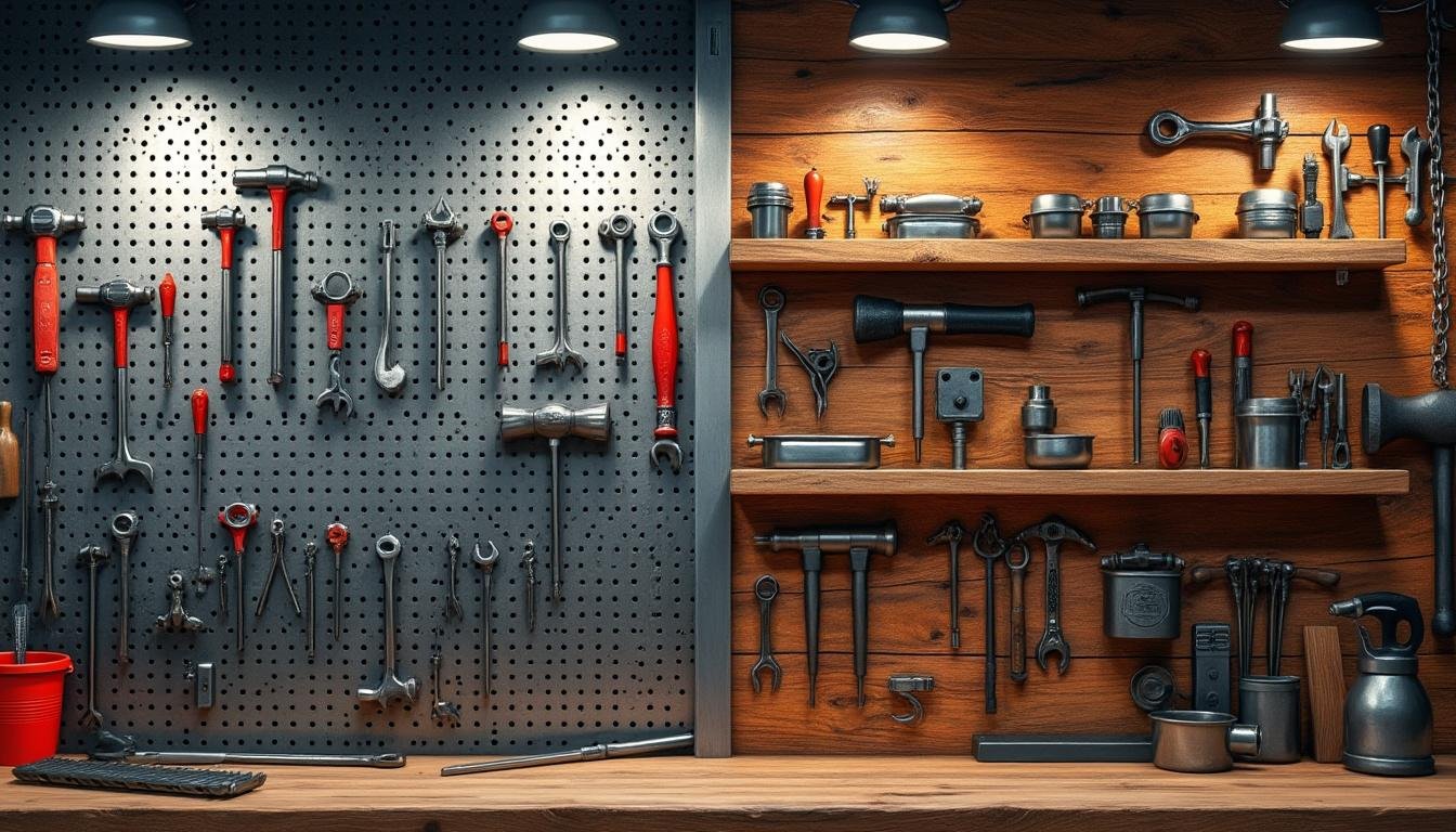 Le panneau porte-outils : Comparatif entre le panneau perforé (pegboard) et le rack à outils fait maison