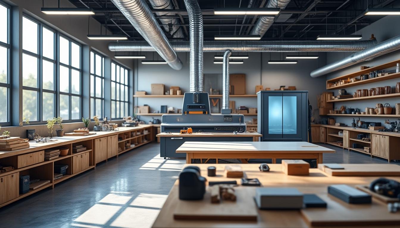 Protection : Installer un système d’aspiration centralisé ou un purificateur d’air pour un atelier sans poussière